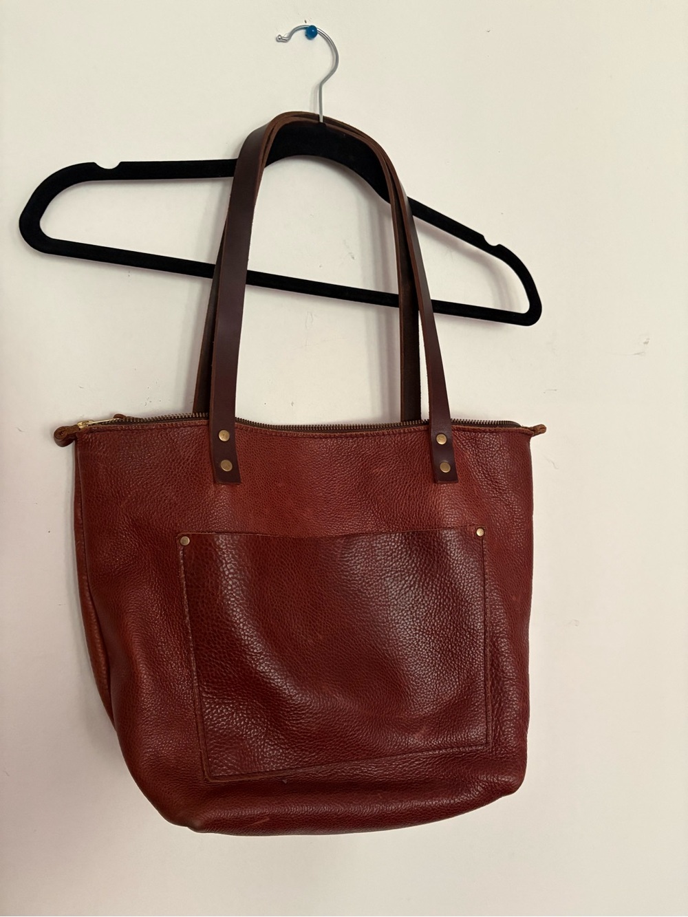 Portland Leather Chestnut Brown Tote with Front Pocket